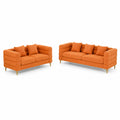 Set divani due e tre posti in tessuto con gambe in metallo
