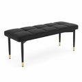 Panca in velluto nero con gambe in metallo