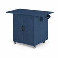 Credenza con ruote in legno MDF blu 120x60x100 cm