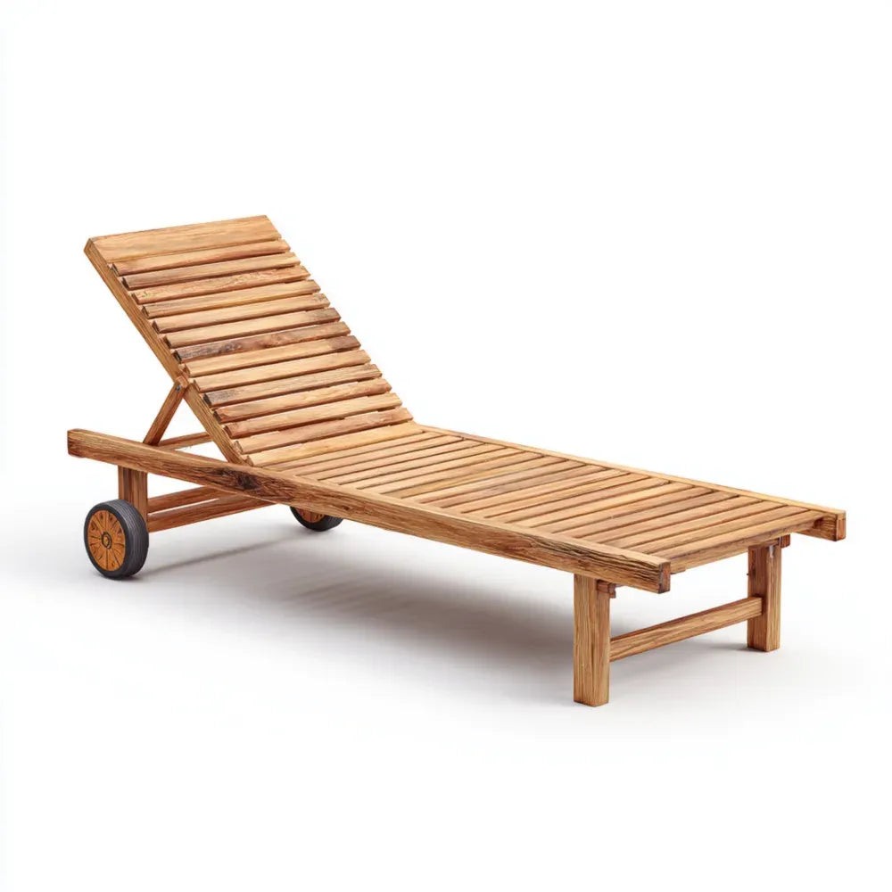 Outdoor Reclining Chair 200x65x35 cm Teak Wood Adjustable - Natural Finish