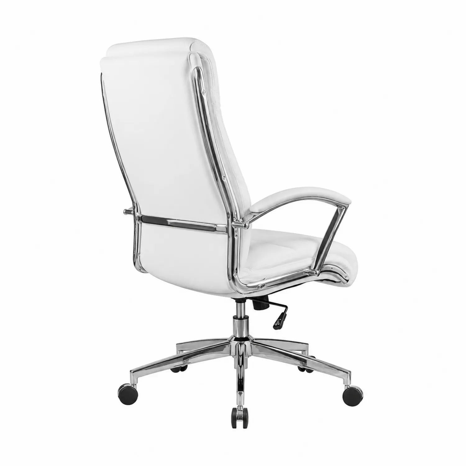 Sedia da ufficio in pelle PU bianca con struttura in acciaio cromato