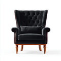 Velvet Upholstered Armchair 90x80x100 cm - Black - Classic Design
