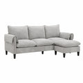 Divano ad angolo in tessuto di poliestere grigio con chaise longue
