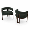Set di due sedie in legno con rivestimento in tessuto poliestere verde scuro