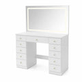 Toeletta in MDF con Specchio LED Integrato Bianco