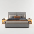 Double Bed Upholstered Fabric 200x160x100 cm - Light Grey - Modern Style