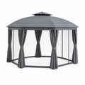 Gazebo Ottagonale in Metallo e Poliestere Grigio