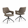 Set di 2 sedie da ufficio in tessuto marrone con base in metallo nero