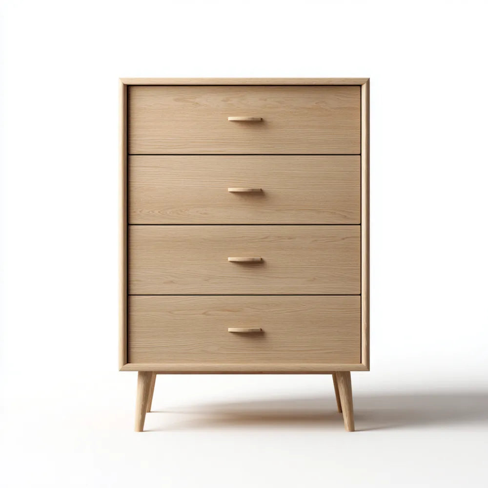 Chest of Drawers 85x40x120 cm - Oak Wood - Natural Finish - Scandinavian Style