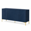 Credenza in Legno Blu con Gambe in Metallo Dorato 180x45x75 cm