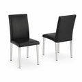 Set di 2 Sedie in Pelle Sintetica Nera con Gambe in Acciaio