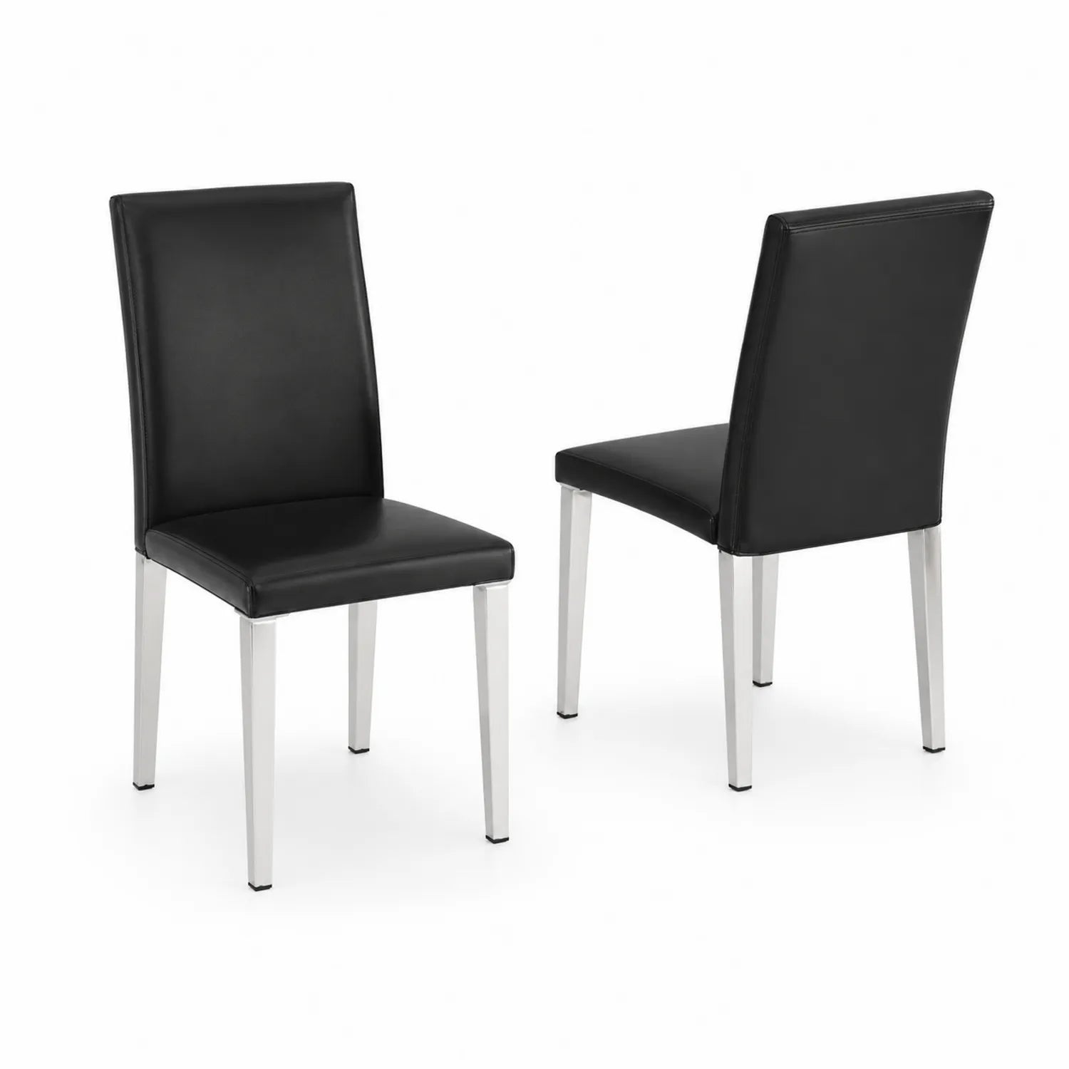 Set di 2 Sedie in Pelle Sintetica Nera con Gambe in Acciaio