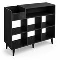 Scaffale contenitore in legno composito nero con scomparti 130x30x120 cm