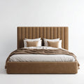 Double Bed 150x200x120 cm - Brown Upholstered Modern Design