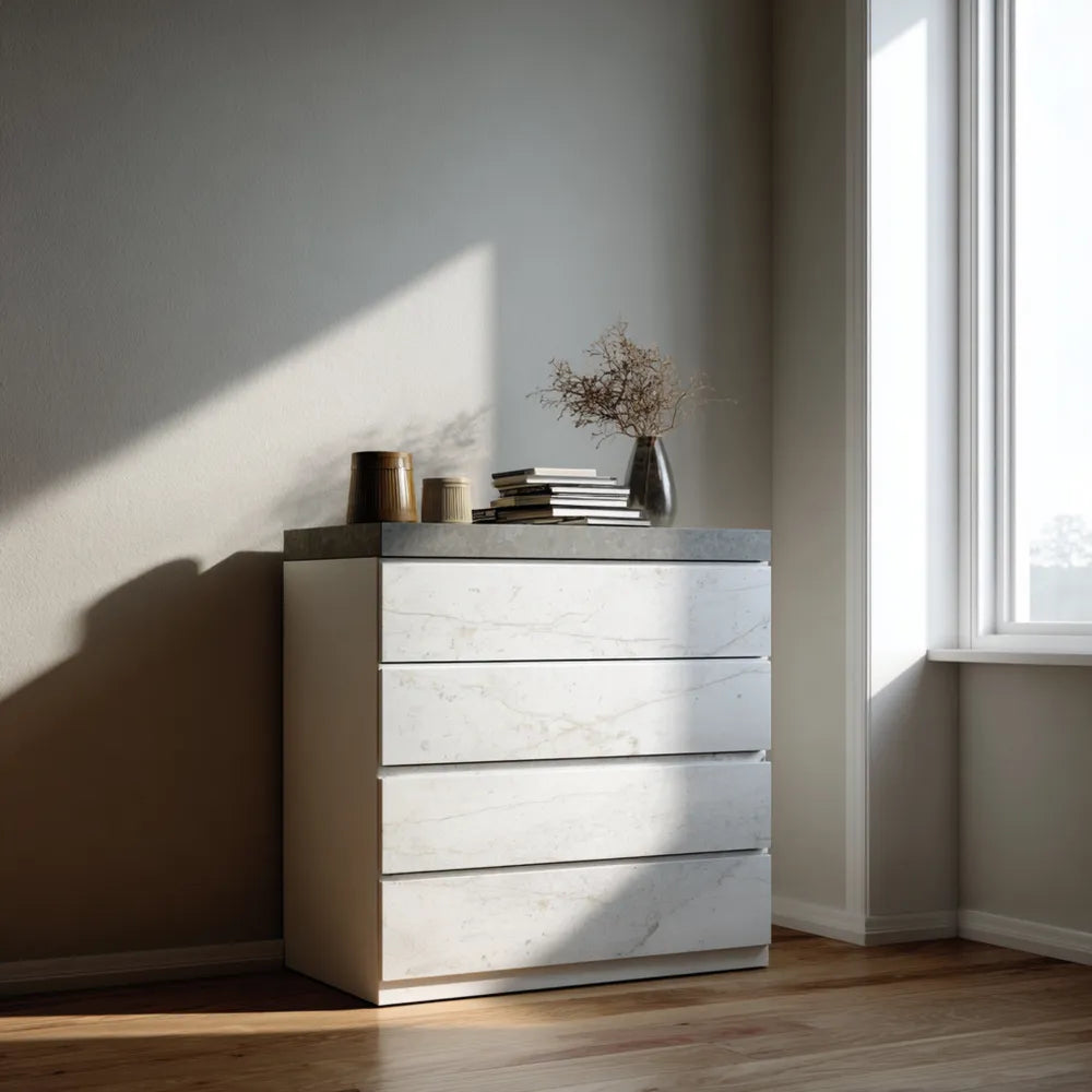 Chest of Drawers 90x45x100 cm - Light Beige - Modern Style