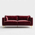 Sofa Velvet Upholstered 200x90x85 cm - Burgundy - Contemporary Design