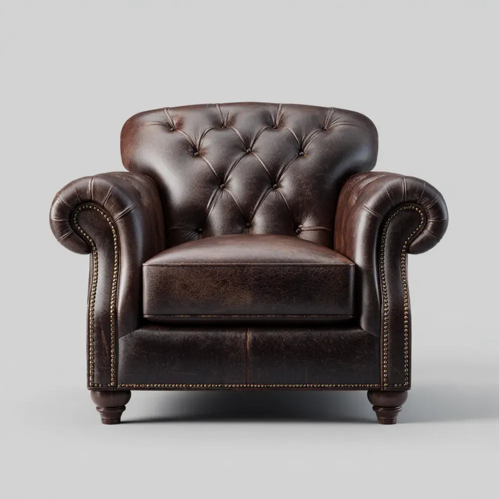 Armchair Faux Leather 90x85x75 cm - Dark Brown - Classic Design