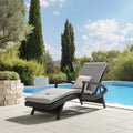 Outdoor Wicker Recliner Chair 198cm x 73cm x 94cm - Grey Cushion - Modern Design