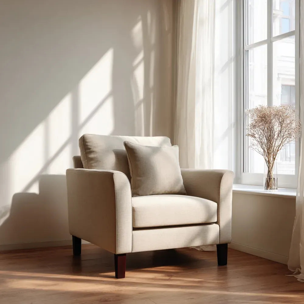 Armchair Fabric Upholstered 85x85x100 cm - Beige - Modern Design